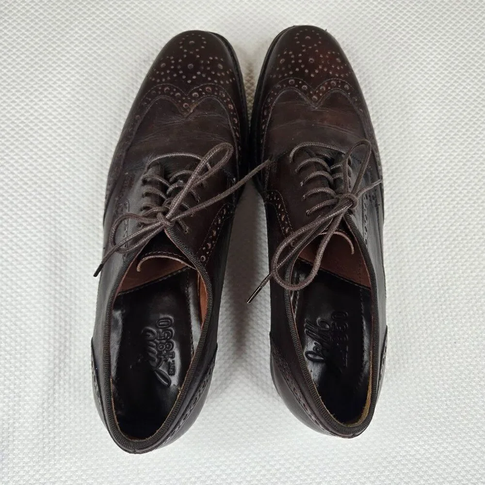 Johnston & Murphy Brown Leather Wingtip Oxford Mens Dress Shoes 8.5 M